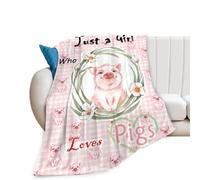 Ultra Soft Light Weight Just A Girl Who Loves Pigs Throw Blanket Air Conditioning Blanket for Bed Couch Sofa Living Room Picnic 50x40 Inches