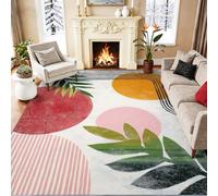 Ultra Soft Living Room Rug 80 x 150 cm Machine Washable Area Rugs - Non-Slip Modern Abstract Boho Style Geometric White Floor Carpet for Dining Room Bedroom Modern Apartment Living Room