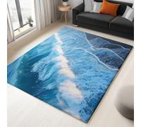 Ultra Soft Machine Washable Non-Slip Area Rugs for Living Room, Waves hitting the shore Fluffy Plush Rugs for Bedroom, Kids Room, Bedside, Playroom Indoor Decor 140 cm x 200 cm blue