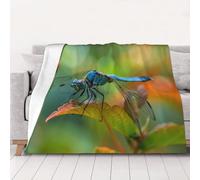 Ultra-Soft Micro Fleece Blanket, Blue Dragonfly - Lightweight Plush Fuzzy Cozy Soft Blankets and Throws for Sofa, Chairs, Bed - 50"x40"