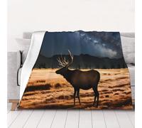 Ultra-Soft Micro Fleece Blanket, Elk in The Meadow - Lightweight Plush Fuzzy Cozy Soft Blankets and Throws for Sofa, Chairs, Bed - 60"x50"