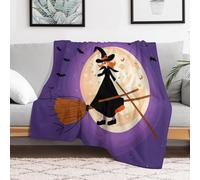 Ultra-Soft Micro Fleece Blanket Halloween Witch on A Broom Throw Blanket Soft Comfortable Throw Blanket Warm Cozy Plush Blanket Lightweight Fuzzy Blankets for Couch Bed Living Room All Season 40"x50"