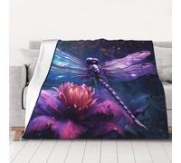 Ultra-Soft Micro Fleece Blanket, Purple Dragonfly - Lightweight Plush Fuzzy Cozy Soft Blankets and Throws for Sofa, Chairs, Bed - 80"x60"
