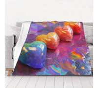 Ultra-Soft Micro Fleece Blanket, Rainbow Hearts - Lightweight Plush Fuzzy Cozy Soft Blankets and Throws for Sofa, Chairs, Bed - 40"x30"