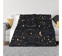 Ultra-Soft Micro Fleece Blanket Stars and Moon on Dark Background Throw Blanket Warm Fuzzy Plush Blanket for Couch Lightweight Flannel Throw Blankets for Sofa All Season Microfiber Blanket 50"x40"