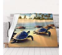 Ultra-Soft Micro Fleece Blanket, Turtles on The Beach - Lightweight Plush Fuzzy Cozy Soft Blankets and Throws for Sofa, Chairs, Bed - 80"x60"