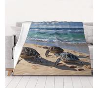 Ultra-Soft Micro Fleece Blanket, Turtles On The Beach - Lightweight Plush Fuzzy Cozy Soft Blankets and Throws for Sofa, Chairs, Bed - 80"x60"