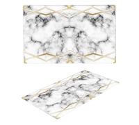 Ultra Soft Microfiber Bath Mat 53 x 87 cm - Super Absorbent Non-Slip Bathroom Rug | Quick Dry, Machine Washable, Durable & Plush Floor Mat for Bathroom, Shower, Tub & Entryway (Marble White with Gold)