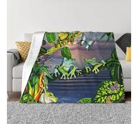 Ultra-Soft Microfiber Flannel Luxury All Seasons Warm Many Frogs Sing On The Branches Summer Butterflies Lake Water Print Blanket For Bedding,Sofa And Travel