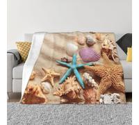 Ultra-Soft Microfiber Flannel Luxury All Seasons Warm Shells On The Beach Print Blanket For Bedding,Sofa And Travel