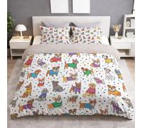 Ultra Soft Microfiber Fun Cartoon Duvet Cover Set Bedding Sets with Pillowcases Dog Sweater Glasses Triangle Polka Dot Quilt Cover Washable for Teens Adults Super King Size 115" x 93"