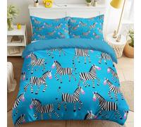 Ultra Soft Microfiber Vibrant Modern Duvet Cover Set Bedding Sets with Pillowcases Zebra Stripes Blue Repeat pattern Animal Quilt Cover Washable for Teens Adults Double Size 79" x 79"