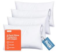Ultra Soft Pillow Protectors with Zipper - Standard Size - Set of 4 - White