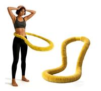 Ultra-soft Plush Weighted Hoop - 3.3 Lbs Quiet Foldable Exercise Ring For Waist Toning & Core Workout, Portable Slimming Circle For Women Home Travel - Upgraded Version yellow