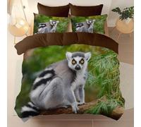 Ultra Soft Printed Duvet Cover, Animal Photography Lemurs In A Tree theme Bedding, 200 x 200 cm Brushed Microfiber Comforter Cover Set, Suitable for adults and children and for all rooms, Brown