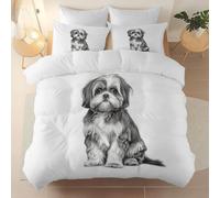 Ultra Soft Printed Duvet Cover, Black And White Portrait Photography Puppytheme Bedding, 260 x 220 cm Brushed Microfiber Comforter Cover Set, Suitable for adults and children and for all rooms, White