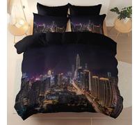 Ultra Soft Printed Duvet Cover, China Urban Photography High Rise Buildingstheme Bedding, 260 x 220 cm Brushed Microfiber Comforter Cover Set, Suitable for adults and children and for all rooms, Black