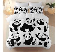 Ultra Soft Printed Duvet Cover, Oriental Playing Pandas theme Bedding, 135 x 200 cm Brushed Microfiber Comforter Cover Set, Suitable for adults and children and for all rooms, Apricot