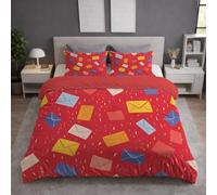 Ultra Soft Red Microfiber Vibrant Duvet Cover Set All Season Bedding Sets with Pillowcases Cute Lively Envelope Quilt Cover Washable for Teens Adults Super King Size 115" x 93"