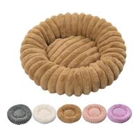 Ultra-Soft Round Calming Cat & Dog Bed，Khaki：XXL-27.6in | Calming Donut Dog Beds Small Dogs, Cat Beds for Indoor Cats Washable, Fluffy Anti Anxiety Pet Bed for Kitten Puppy