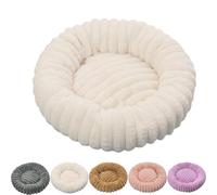 Ultra-Soft Round Calming Cat & Dog Bed，White：S-11.81in | Calming Donut Dog Beds Small Dogs, Cat Beds for Indoor Cats Washable, Fluffy Anti Anxiety Pet Bed for Kitten Puppy