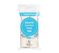 Ultra-Soft Round Cotton Pads - Twin Pack with 200 Wool Discs - for Face Cleansing, Eye Makeup Remover & Nails