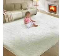 Ultra Soft Rug for Living Room, 8X10 Fluffy Shag Area Rug for Bedroom, Modern Shaggy Carpets Fuzzy Rug for Teens Dorm Nursery Home Decor Aesthetic, Upgrade Anti-Skid Durable, Cream White