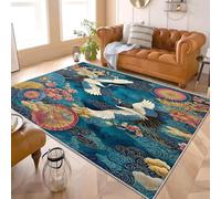 Ultra-Soft Short Pile Carpet Japanese Style Cherry Blossoms Ocean Waves 3D Fluffy Area Rug for Living Room & Bedroom 160x230 cm Art TPR Non-Slip & Machine washable Area Rug, Cozy & Home Décor