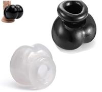 Ultra Soft Silicone Ball Stretcher, Adjustable Snug Fit Scrotum Weight, Comfortable Bondage Gear(2pcs Black+White)