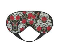 Ultra Soft Sleep Skull and Red Rose Print Eye Mask Light Blocking for Deep Sleep Travel Home Use
