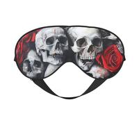 Ultra Soft Sleep Skull and Red Rose Print Eye Mask Light Blocking for Deep Sleep Travel Home Use