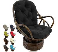 Ultra-Soft Swivel Rocking Chair with Thick Washable Cushion - Foldable Reclining Light Grey Rattan Outdoor Furniture for Garden & Patio - Cushioned Lounge Chair (Color: D)