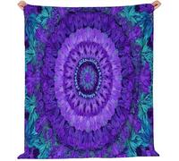 Ultra Soft Throw Blanket 180 x 200 cm, Retro Floral Mandala Sofa Bed Throw Blanket for Bed Couch and Chair - Decorative Throws Warm and Lightweight for All Seasons Purple