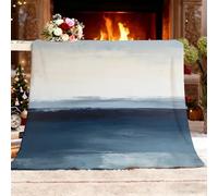 Ultra Soft Throw Blanket Single 130x150cm Simple Abstract Horizon No Shed No Pilling Plush Cozy Flannel 300GSM Lightweight Dark Blue for Bedroom Couch Travel Kids Teenager Room
