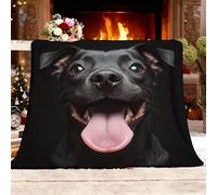 Ultra Soft Throw Blanket Super King 180x220cm Animals Staffordshire Bull Terrier No Shed No Pilling Plush Cozy Flannel 300GSM Lightweight Black for Bedroom Couch Travel Kids Teenager Room