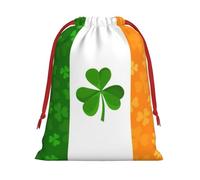 Ultra soft velvet fabric drawstring gifts Bag,Multipurpose irish flag Print gift bags for Christmas