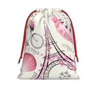 Ultra soft velvet fabric drawstring gifts Bag,Multipurpose The Paris Tower and a Bicycle Print gift bags for Christmas