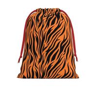 Ultra soft velvet fabric drawstring gifts Bag,Multipurpose Tiger Stripes Orange Pattern Print gift bags for Christmas