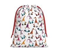 Ultra soft velvet fabric drawstring gifts Bag,Multipurpose Xmas Funny Gnomes Print gift bags for Christmas