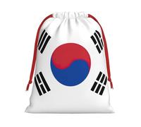 Ultra soft velvet fabric Flag of Republic of Korea Print Christmas drawstring gifts Bag,Multipurpose present bags
