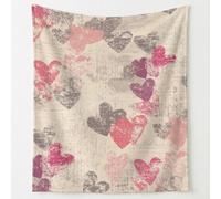 Ultra Soft Vintage Romantic Fleece Throw Blanket 59in × 59in Throw Blankets Hearts Pink Grey Collage Decor Pattern Blanket for Home Sofa Travel Adult Women Comfort Warmth Soft Cozy