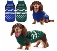 Ultra-Soft & Warm Christmas Dachshund Sweater, Fall Knitted Mini Dachshunds Sweaters with Pullover Turtleneck, Winter Weiner Clothes for Small Dog, Puppy Halloween Outfit for Girl Boy Dogs(Blue, XS)