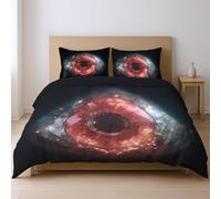 Ultra-Soft Warm Duvet Cover, Sci-Fi Crystal Gem Eyes, Microfiber Bedding Set for Both Kids and Adults, Red, Super King260x220cm(86"x102")+2 50x75cm(20"x30")