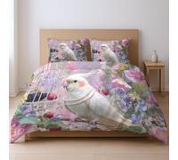 Ultra-Soft Warm Duvet Cover Set, Animal Flower Leaf Fantasy, Machine Washable Quilt Cover Design for Teens Boys Girls Bedroom, Cream, Queen230x230cm(90"x90")+2 50x75cm(20"x30")