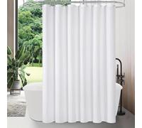 Ultra-Soft Waterproof White Shower Curtain 180x220cm Bathroom Curtain with Hooks Smooth Fabric Bathtub Divider Perfect for Modern Bathrooms