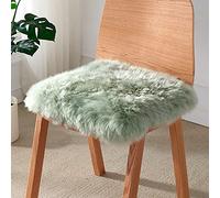 Ultra Soft White Faux Sheepskin Seat Cushion - Fluffy Square Chair Cover Pad for Dining Room Living Room and Floor Area Rug - Plush Comfort and Style