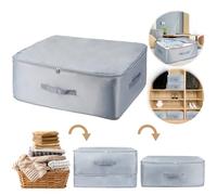 Ultra Space-Saving Self-Compressing Organiser, Large Self-Compressing Movable Organiser Bag, Grey Compression Duvet Storage Bag Large Capacity, Soft Breathable Storage Bag for Clothing Compression