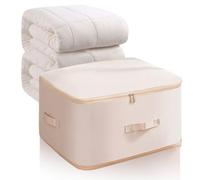 Ultra Space Saving Self Compression Organizer, 2024 Upgrade Space Saving Self Compression Organizer for Comforters Compression Duvet Storage Bag Large Capacity Organizer Bag (Beige, L+XL)