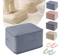 Ultra Space Saving Self Compression Organizer, College Moving Bags Heavy Duty Extra Large, Storage Tote for Space Saving, Compresses Up to 40% Space for Comforters, Clothes, Blankets (Blue, XL)