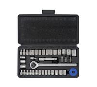 Ultra Steel 40-Piece Socket Set with Ratchet Driver, 1/4" and 3/8" Drive, Metric and SAE Sockets, Extension Bar, Blow Mold Case